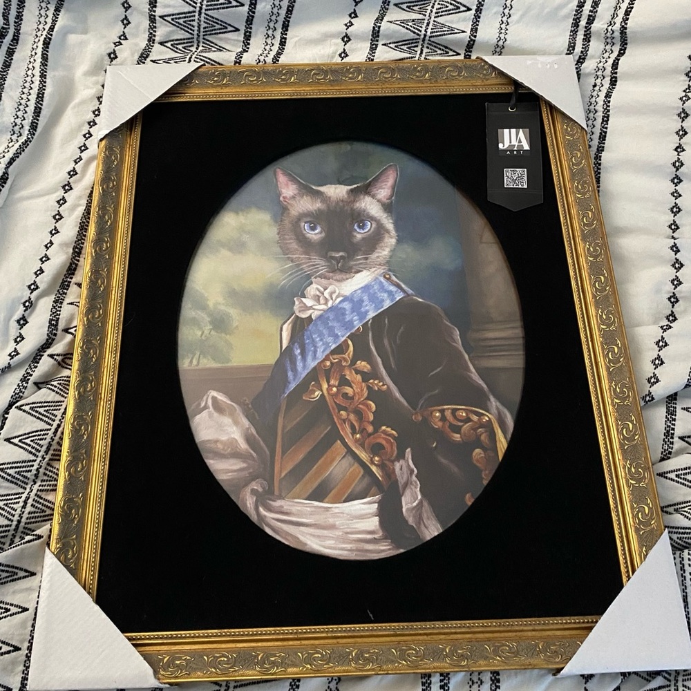 Framed cat portrait by Carol Lew